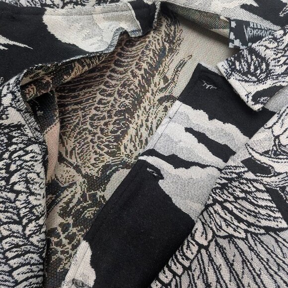 Rebel Vengeance Woven Mens Size S Skull Tapestry Shirt Jacket NWT - Picture 11 of 11